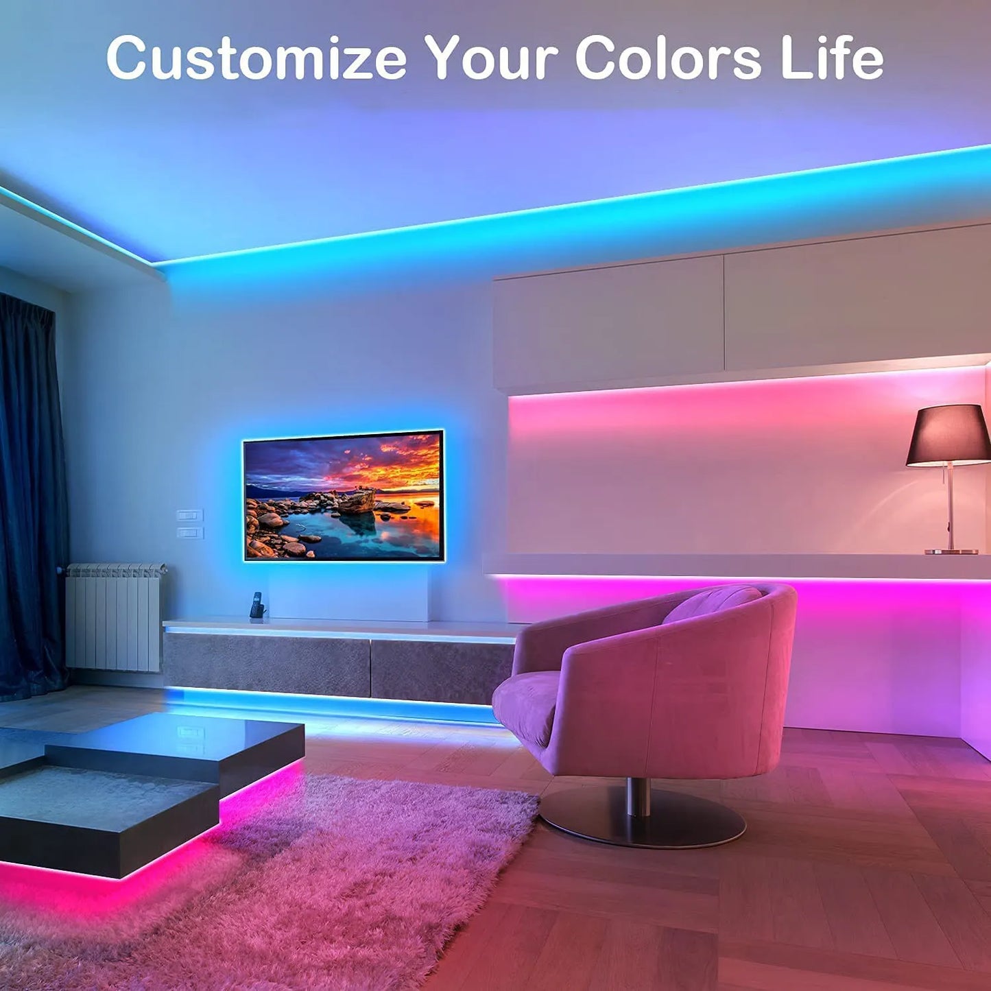 Glow Smart WIFI RGB LED Strip Lights. Work with Alexa/Google Home/Smart Life/Tuya; for Party Room Decor